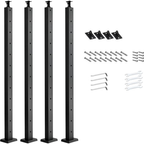 Mophorn Set di Ringhiere 4 Pz per Recinzione da Balcone 1067x108x68 mm per Giardino, Balcone e Ponte in Acciaio Inox, Kit di Pali per Balaustra da Terrazza, Nero