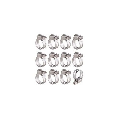 Lot de 12 colliers de serrage ajustables en acier inoxydable (10-16 mm) – (1/5)