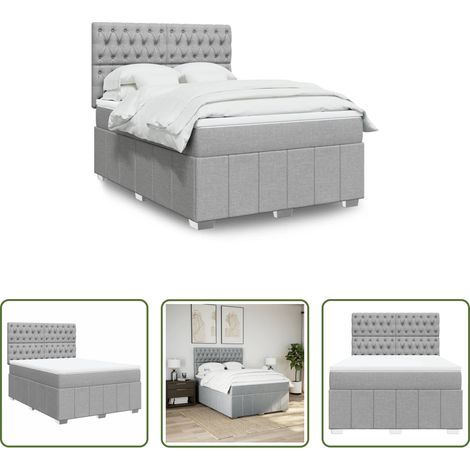 vidaXL Taschenfedern - Boxspringbett mit Matratze Hellgrau 160x200 cm Stoff (1/5)