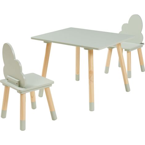 Ensemble de table et 2 chaises pour enfants Hovle vert menthe (1/5)