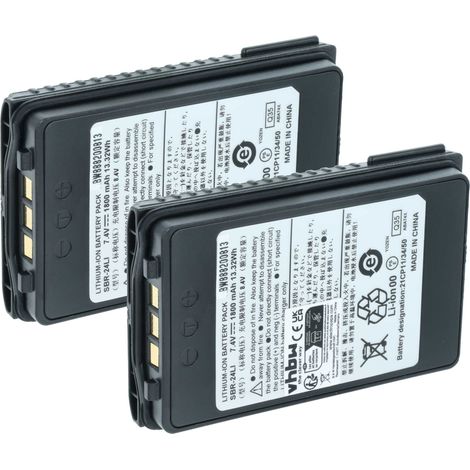 vhbw 2x Battery Replacement for Yaesu SBR-24L for Radio, Walkie-Talkie (1800 mAh, 7.4 V, Li-Ion) (1/4)