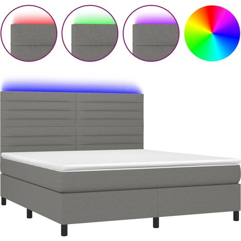 Maison Exclusive - Sommier à lattes de lit et matelas et LED Gris foncé 160x200 cm