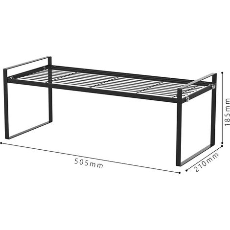 Étagère de rangement de cuisine extensible, support métallique réglable, organisateur polyvalent pour placard et plan de travail, gris, 3 niveaux, robuste et gain de place