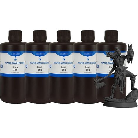 Resina lavabile con acqua, alta precisione, formula a basso odore, 5 kg, nera (1/2)