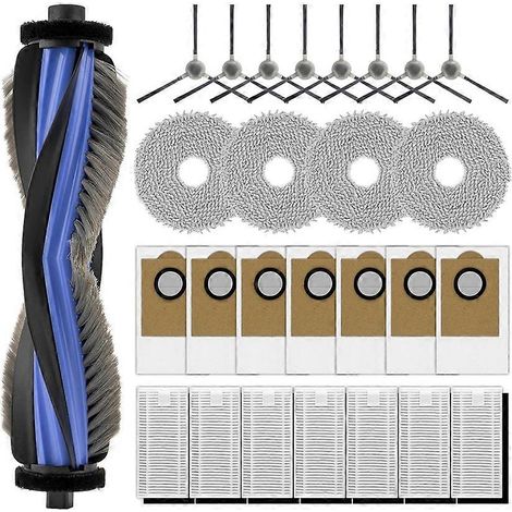 Kit d'accessoires pour aspirateur robot Lefant M3 : 1 brosse rotative, 8 brosses latérales, 7 sacs à poussière, 7 filtres HEPA, 4 lingettes de nettoyage. (1/5)