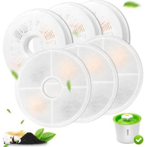 Paquet de 6 filtres de remplacement pour abreuvoirs pour chats, filtre à charbon actif 3L et résine échangeuse d'ions, compatibles avec les abreuvoirs pour chats à fleurs 3L (1/5)