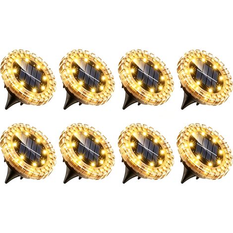 Lot de 8 lampes solaires encastrables – IP44 étanche, lumière blanche chaude – Idéales pour escaliers, terrasse et allée – Jardin et extérieur (1/5)