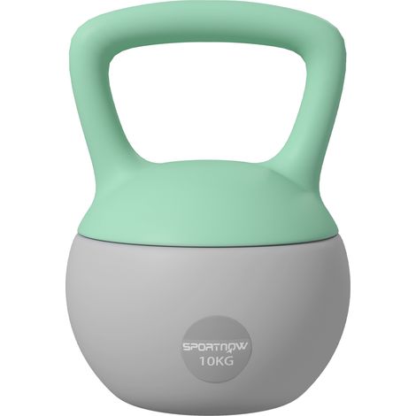 SPORTNOW pesa rusa 10 kg, kettlebell relleno de arena metálica y mango antideslizante, para entrenamiento culturismo en casa, gimnasio, verde y gris