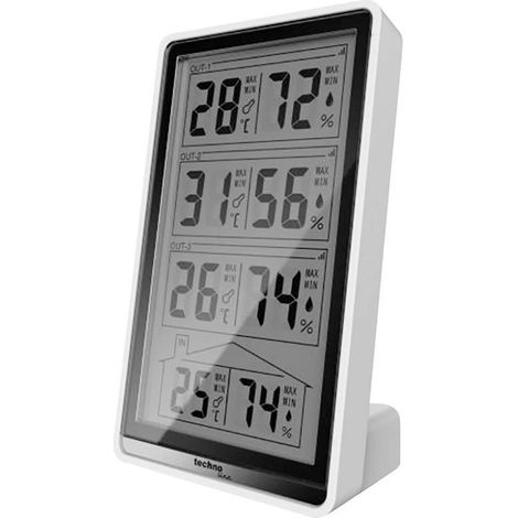 Thermo-hygromètre radiopiloté numérique Techno Line WS 7060 blanc, noir S896761 (1/5)