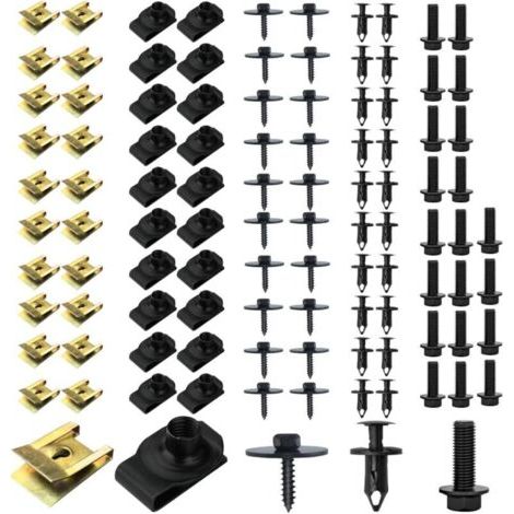 100 Pcs Clips de Fixation Voiture, Vis Et Boulons de Voiture, U-Clip Fixation, Écrou et Clip Garde-Boue Automobile, Agrafes Carrosserie, Vis Soubassement, Vis d'Aile Carrosserie (1/5)