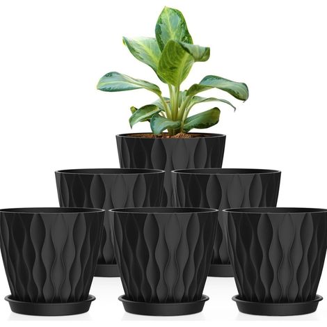 Lot de 6 pots décoratifs pour balcon, pots pour orchidées, pots modernes à motif ondulé, adaptés à de nombreuses plantes (1/5)