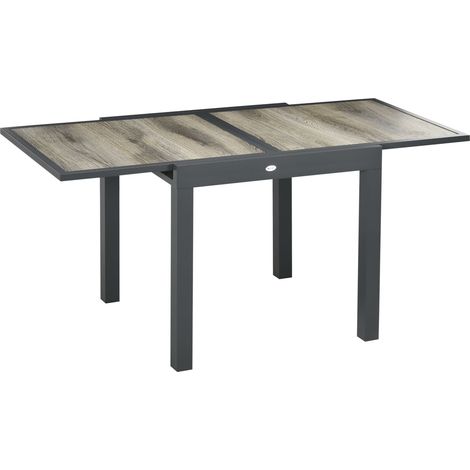 Table à manger 160 x 80 x 75 cm plateau extensible table de salle à manger structure en aluminium aspect bois finition beige et (1/5)
