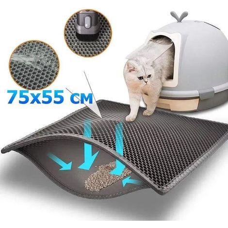 Tapis de litière pour chat, filtre pour bac à litière, litière anti-déversement, tapis de contrôle du sable extra large en EVA double couche (1/5)