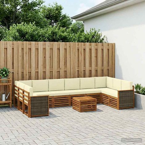 vidaXL Outdoor-Sofagarnitur mit Kissen 8 pcs Natur und Creme (1/5)
