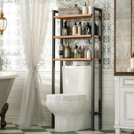 Toilettenregal, 3-stöckiges Badregal, Badezimmerregal, Multifunktional, Platzsparend, HOOBRO EBF41TS01