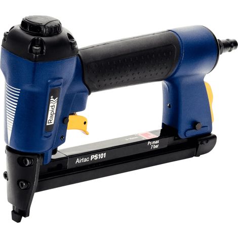 RAPID - PS101 - Agrafeuse pneumatique - Pour agrafes n°53/6-16mm, pour fixer les panneaux en bois fin, la fibre de verre - Coffret (Accessoires inclus) - (5000051)