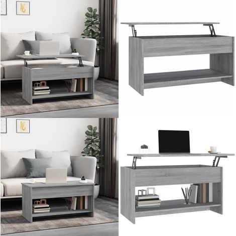 Couchtisch Grau Sonoma 102x50x52,5 cm Holzwerkstoff - Couchtisch mit Stauraum - Couchtisch mit verstellbarer Tischplatte (1/5)