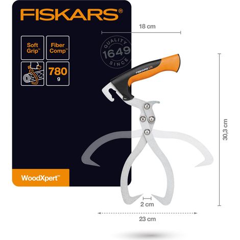 Fiskars Log Tong WoodXpert 303mm negro naranja (1003625) (1/5)