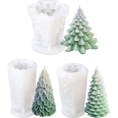 moules en silicone en forme de sapin de Noël, moules à bougies 3D pour la fabrication de bougies parfumées, savons, bombes de bain, lotions, barres de gelée au chocolat, moule en silicone (1/5)