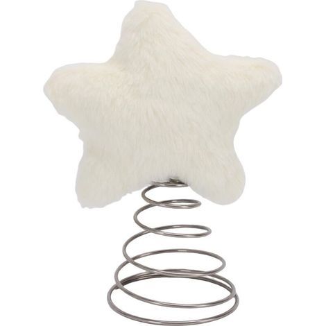 Weihnachtsbaumspitze, niedlicher Plüschstern, für Partys, Büro, Heimdekoration, beige (1/5)
