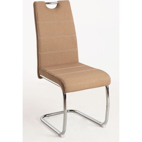 Sillas Comedor - Silla Hallen Tela - Marrón arena