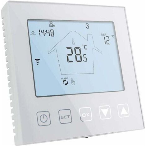 Pair Intelligenter WLAN-Thermostat für Gastherme/Fußbodenheizung (220 V, 3 A), kompatibel mit Alexa und Google Assistant, programmierbarer Raumthermostat, weiß, steuerbar über die Tuya/Smart Life App
