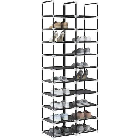 Schuhregale 2 Stk. 10 Ebenen Schwarz 33x33x174 cm Vliesstoff