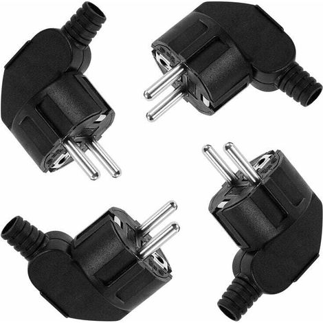 Prise électrique mâle 250V 16A, 4 pièces, prise d'angle, mise à la terre, Protection de prise électrique, noir (1/4)