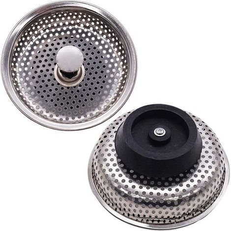 Lot de 2 filtres d'évier en acier inoxydable pour évier de cuisine, 85 mm de diamètre (1/4)
