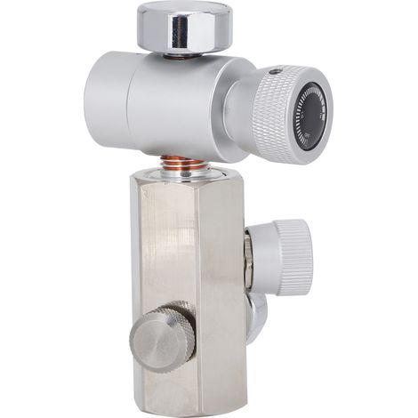 Adaptateur de remplissage de bouteille de CO2 W21.8-G1/2 avec soupape de décharge et manomètre, couleur argent ASA. (1/5)