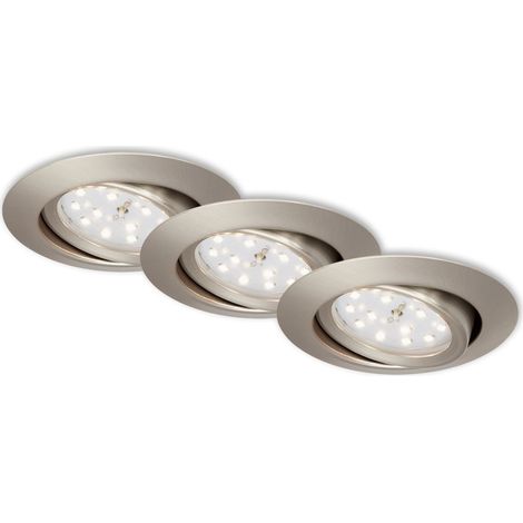 LED Einbauleuchte 3er Set schwenkbar IP23 Ø8,2cm 3W Matt-Nickel Metall Briloner (1/5)