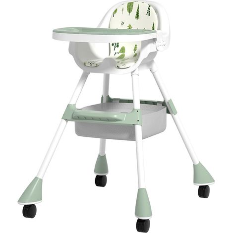 Chaise haute bébé réglable en hauteur multifonctionnelle plateau amovible pliable Convertible pour bébé vert Matcha (1/5)