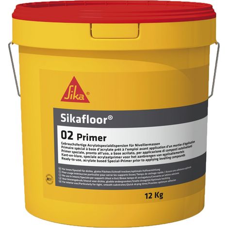 Sika Sikafloor-02 Primer Grundierung, acrylatbasiert, 1-komponentig, für glatte dichte Untergründe innen/außen, unter Spachtelmassen und Fliesenklebern, 12 kg Eimer (1/2)