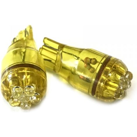 Coppia 2 Lampade Led T10 Con 6 Led F3 Colore Giallo Yellow 12V 0,2W