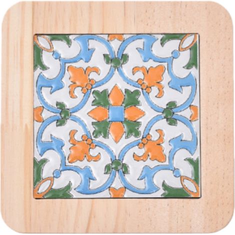 Dessous de plat isolant imitation bois en bois de pin 14 x 14 x 1,5 cm résistant à la chaleur pour protéger la table et le plan de travail style vintage couleur bois naturel 1 pièce (1/5)