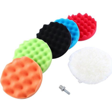 Ensemble de 7 tampons de polissage et de cire en éponge de 15 cm pour polisseuses de voiture, ensemble d'adaptateurs pour perceuse M14