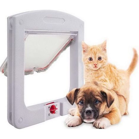 Chatte et chien – Porte pour animaux avec capot tunnel découpé, blanche, 22 x 20 x 3 cm, installation facile sur porte ou mur