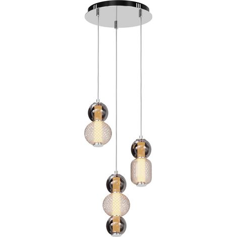 Suspension Maytoni Drop LED 33W chrome 3 globes verre (1/5)