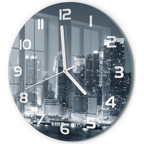 Horloge Murale Ronde Élégance Contemporaine Verre Trempé Silencieuse Manhattan, New York fi 30 cm (1/5)