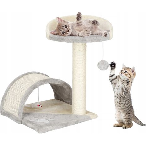 GRATTOLO PER GATTO CASA LETTO 2 LIVELLI PALO TORRE + GIOCATTOLO TOPO