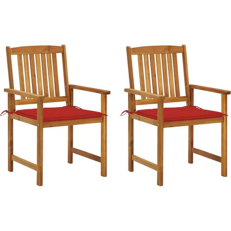 Lot de 2 Chaises de jardin avec coussins - Chaises d'extérieur pour terrasse/jardin Bois d'acacia massif BV446190 - BonneVie (1/5)
