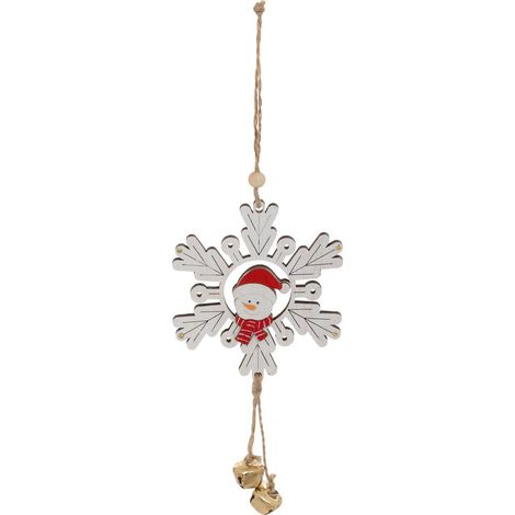 Pupazzo di neve in legno con fiocco di neve h.9cm bianco - Feeric lights & christmas (1/3)