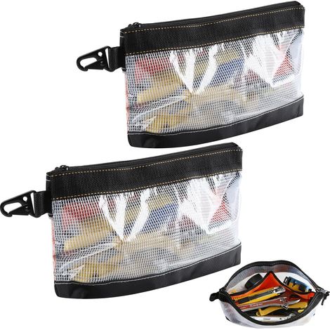 2-Piece Zip Pouch Tool Bag PVC Material Transparent Waterproof and Anti-Static Tool Storage Bag Metal Hook Pouch Bag with Zipper (1/5)