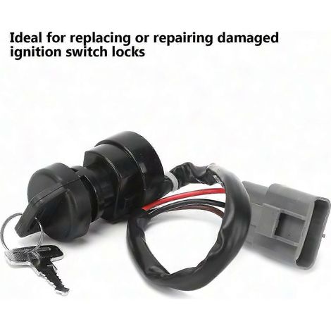 Verrou d'allumage 3 fils avec 2 clés de remplacement pour quad BIG BEAR 400 YFM400 4x4 2009-2012, interrupteur de démarrage étanche (1/5)