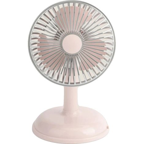 Ventilateur de bureau, alimenté par USB, débit d'air réglable à 2 vitesses, Rose (1/2)