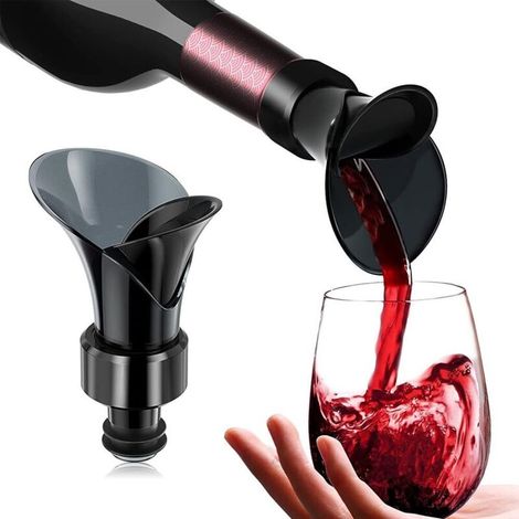 Vertedor con tapa reutilizable 2 en 1 para botellas de vino - Ideal para todo tipo de vinos (1/5)
