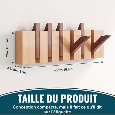 Ultrixe 6-Haken-Wandgarderobe, Eckgarderobe aus Massivholz zum Aufhängen von Mänteln, Schals, Handtaschen und mehr, für Schlafzimmer und Ankleidezimmer (1/3)