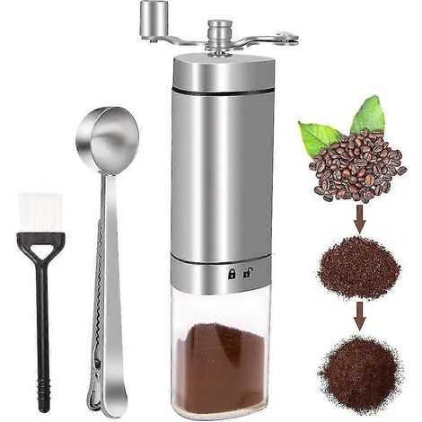 Manuelle Kaffeemühle, tragbare Kaffeemühle aus Edelstahl mit einstellbarem (1/5)