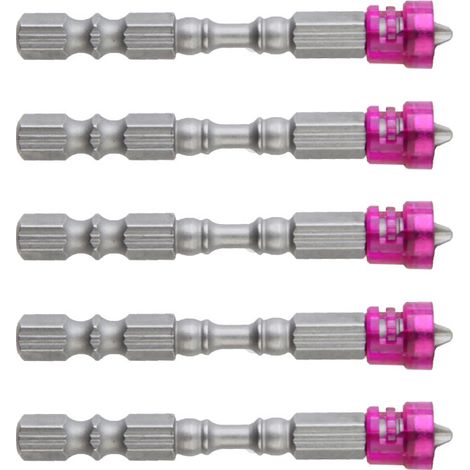 Jeu de 5 embouts de tournevis magnétiques S2, tête cruciforme, pour perceuse électrique, violet, lot unique, aimant puissant, visserie précise, SKU00131. (1/5)