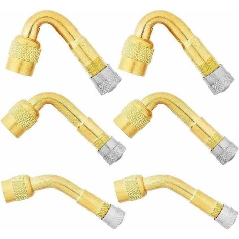 Lauwexe – Rallonges de valve pour pneus 6 pièces – Angles 45°, 90°, 135° – Cuivre nickelé pour étanchéité optimale – Gonflage facile dans espaces restreints (1/5)